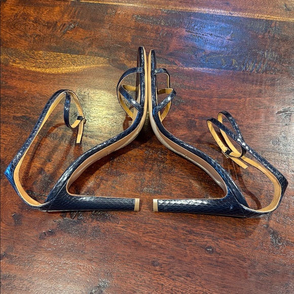 Ralph Lauren Collection Ardelisa Ayers Snakeskin Sandals Heels Dark Navy size 40 - Picture 11 of 13